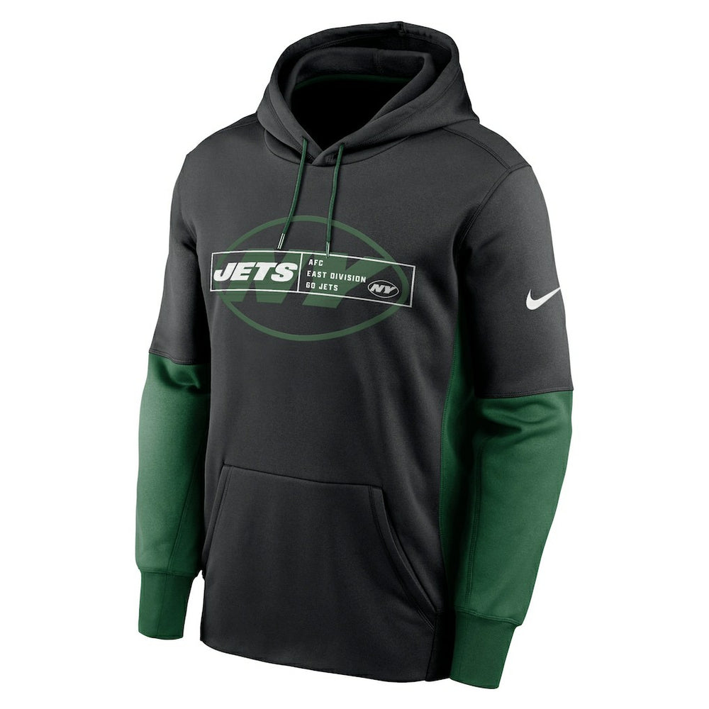 New York Jets Color Block Fleece Performance Pullover Hoodie - Black - Nike