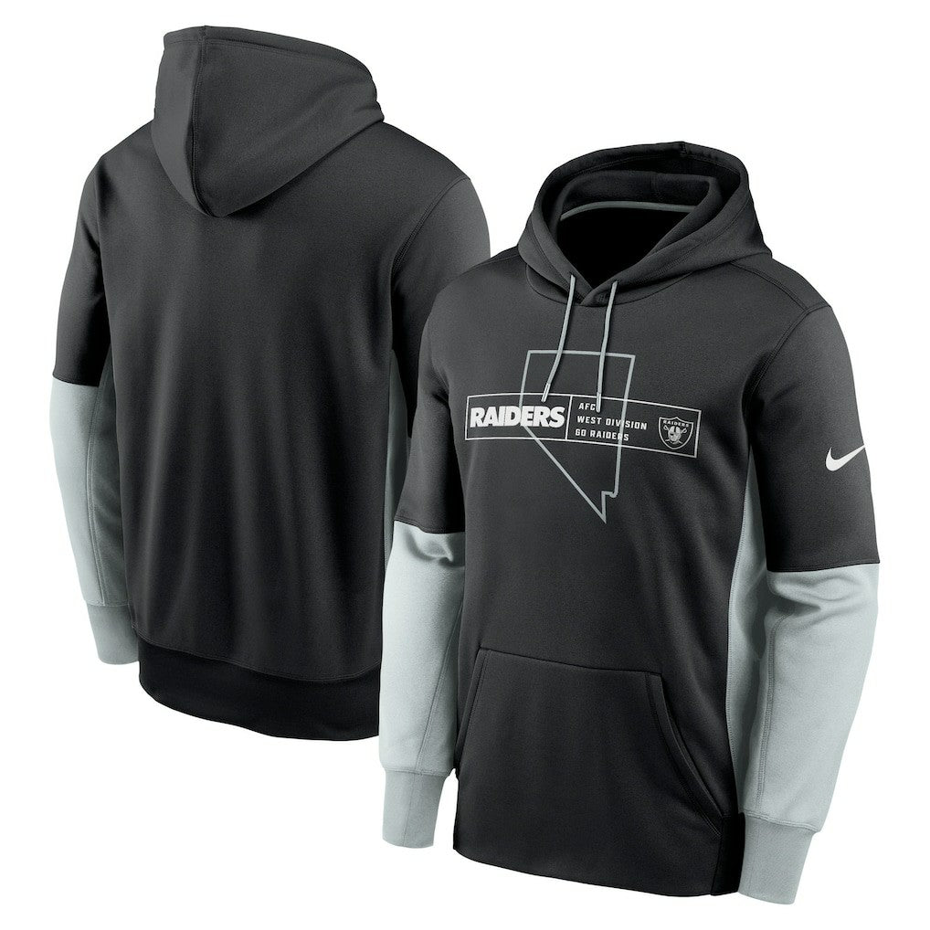 Las Vegas Raiders Color Block Fleece Performance Pullover Hoodie - Black - Nike