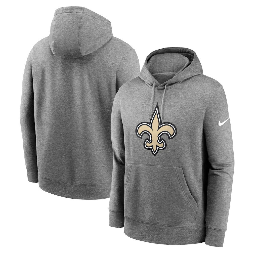 New Orleans Saints Big & Tall Rewind Club Fleece Pullover Hoodie - Heather Charcoal - Nike