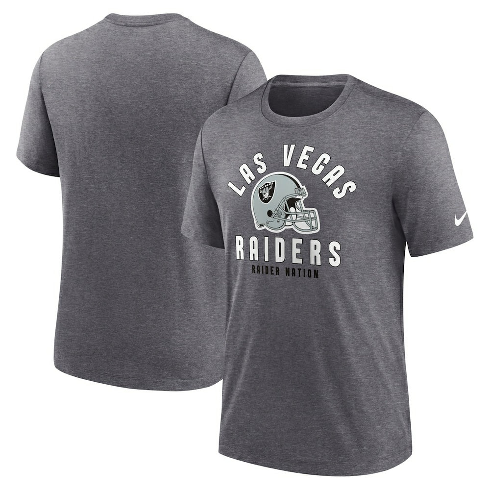 Las Vegas Raiders Helmet Tri-Blend T-Shirt - Heather Charcoal - Nike