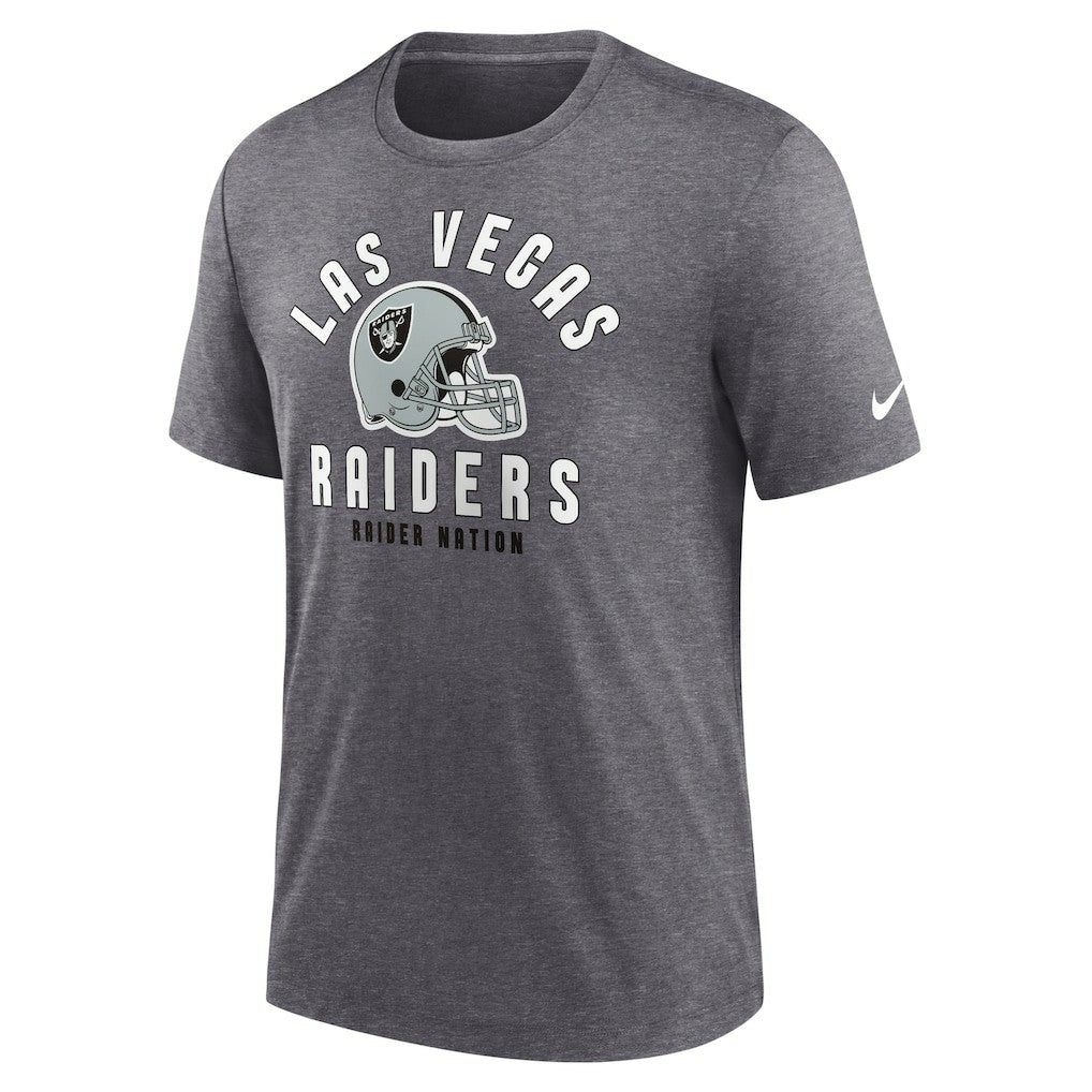Las Vegas Raiders Helmet Tri-Blend T-Shirt - Heather Charcoal - Nike