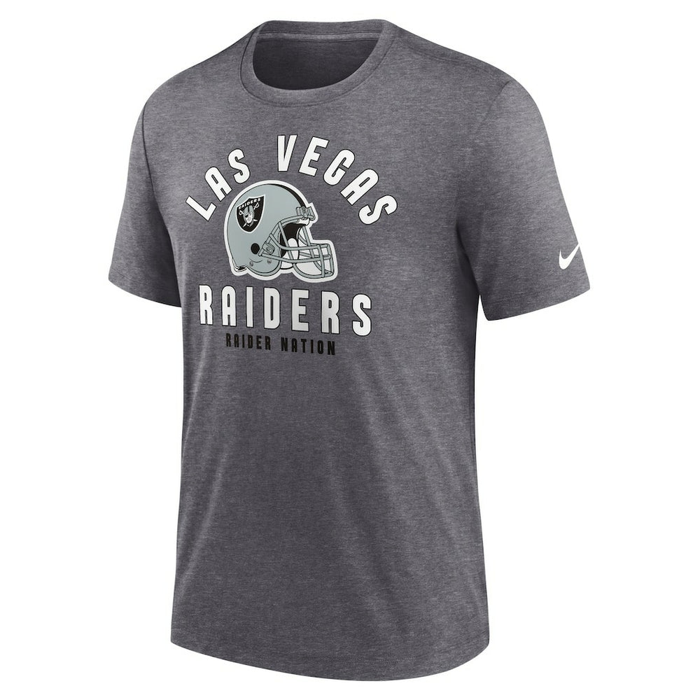 Las Vegas Raiders Helmet Tri-Blend T-Shirt - Heather Charcoal - Nike