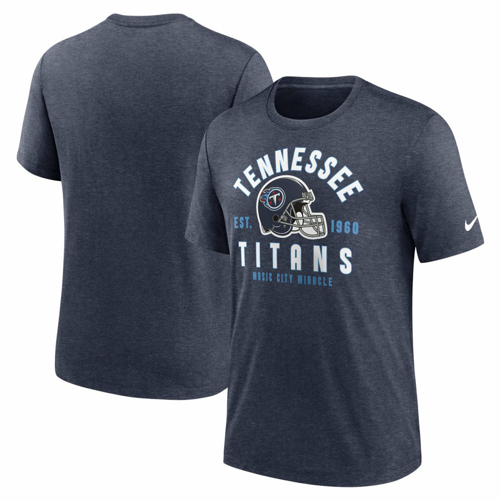 Tennessee Titans Helmet Tri-Blend T-Shirt - Heather Navy - Nike