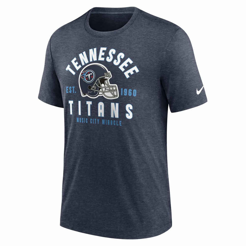 Tennessee Titans Helmet Tri-Blend T-Shirt - Heather Navy - Nike
