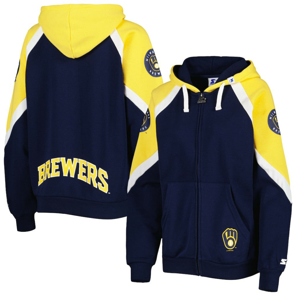 Milwaukee Brewers Starter Women's Hail Mary Full-Zip Hoodie Discount