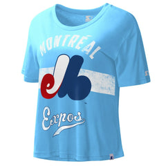 Montreal Expos Starter Cooperstown Collection Women's Record Setter Crop Top Outlet