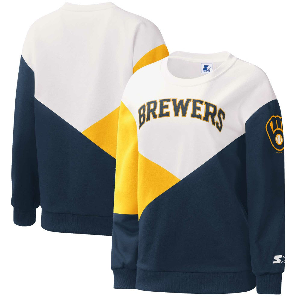 Milwaukee Brewers Starter Women's Shutout Pullover Sweatshirt Discount