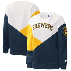 Milwaukee Brewers Starter Women's Shutout Pullover Sweatshirt Discount