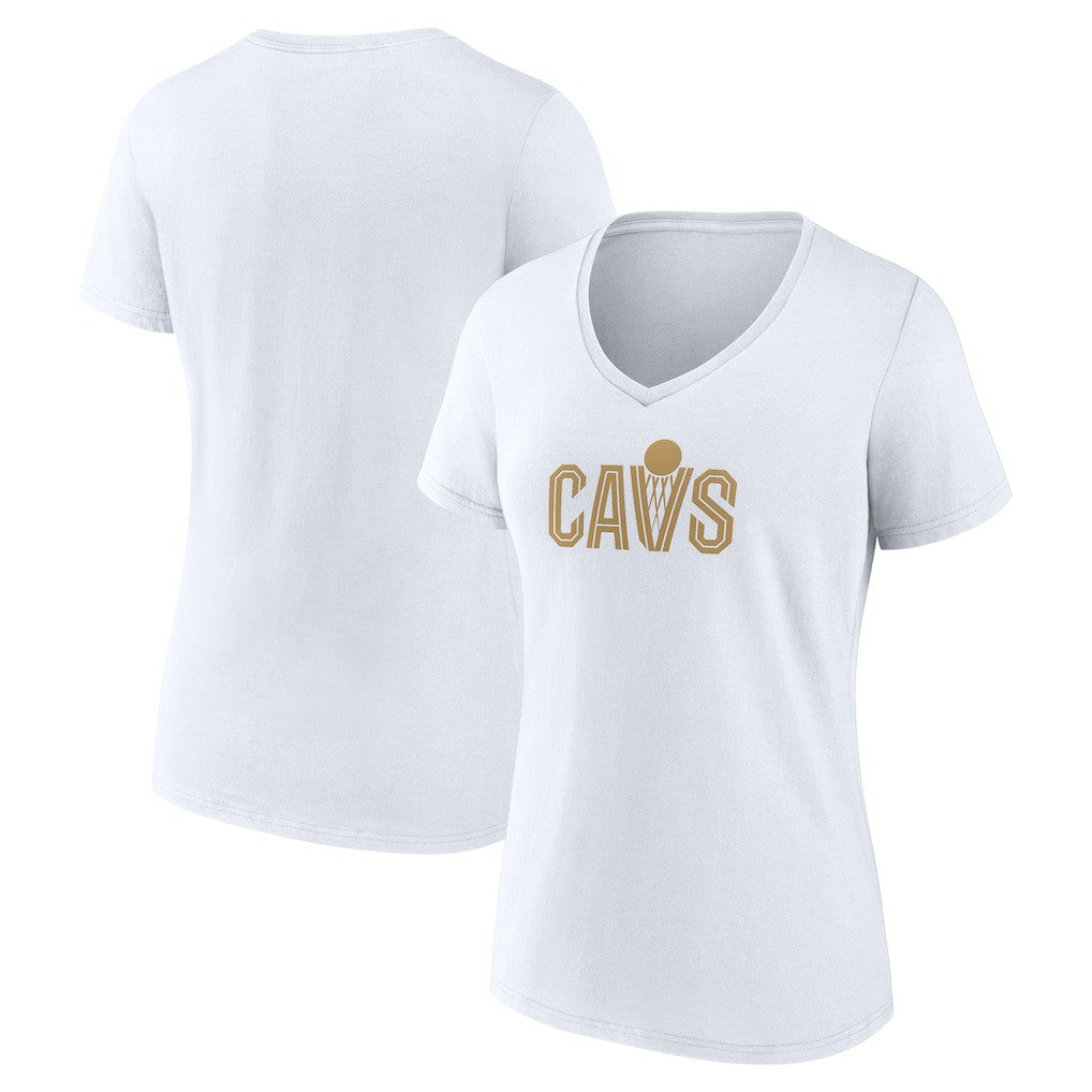 Cleveland Cavaliers Women's Wordmark V-Neck T-Shirt White