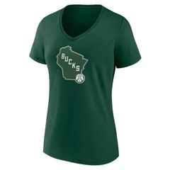 Milwaukee Bucks Women's Alternate Logo V-Neck T-Shirt Green