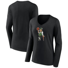 Boston Celtics Women's Alternate Logo V-Neck Long Sleeve T-Shirt Black