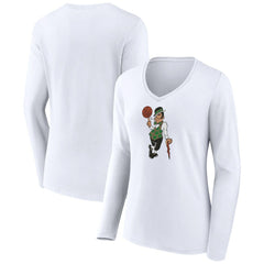 Boston Celtics Women's Alternate Logo V-Neck Long Sleeve T-Shirt White