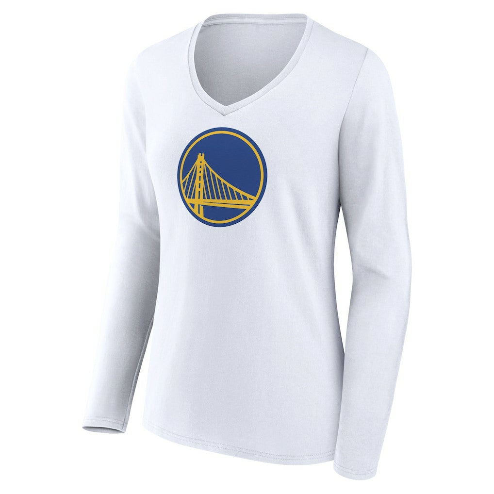 Golden State Warriors Women's Alternate Logo V-Neck Long Sleeve T-Shirt White