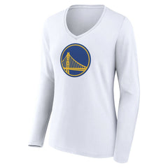 Golden State Warriors Women's Alternate Logo V-Neck Long Sleeve T-Shirt White