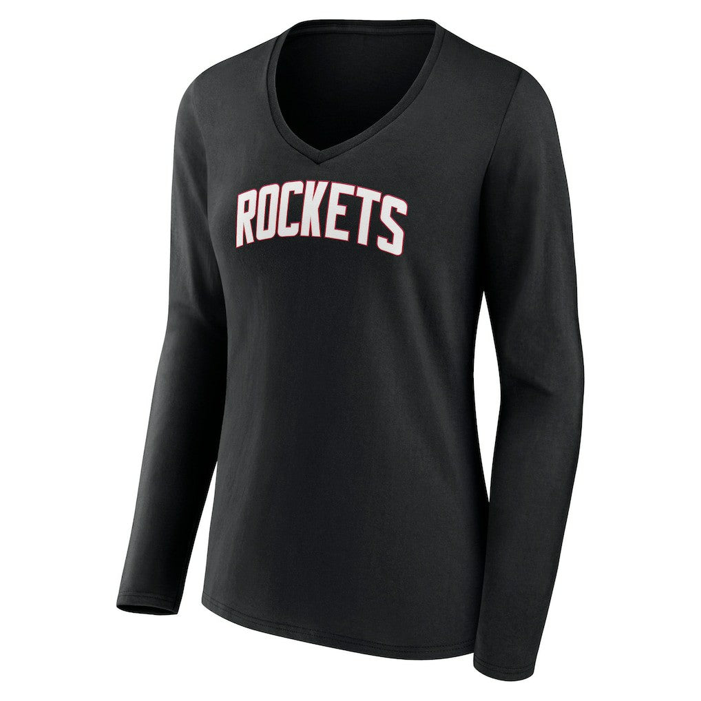 Houston Rockets Women's Alternate Logo V-Neck Long Sleeve T-Shirt Black