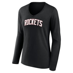 Houston Rockets Women's Alternate Logo V-Neck Long Sleeve T-Shirt Black