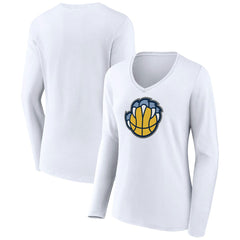 Memphis Grizzlies Women's Alternate Logo V-Neck Long Sleeve T-Shirt White