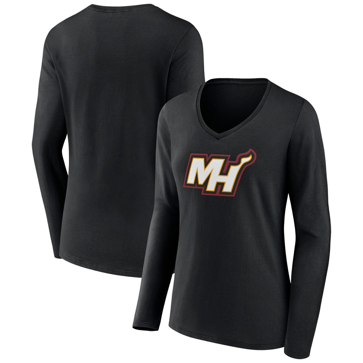 Miami Heat Women's Alternate Logo V-Neck Long Sleeve T-Shirt Black