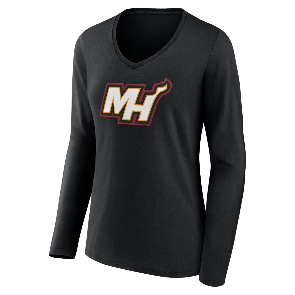 Miami Heat Women's Alternate Logo V-Neck Long Sleeve T-Shirt Black
