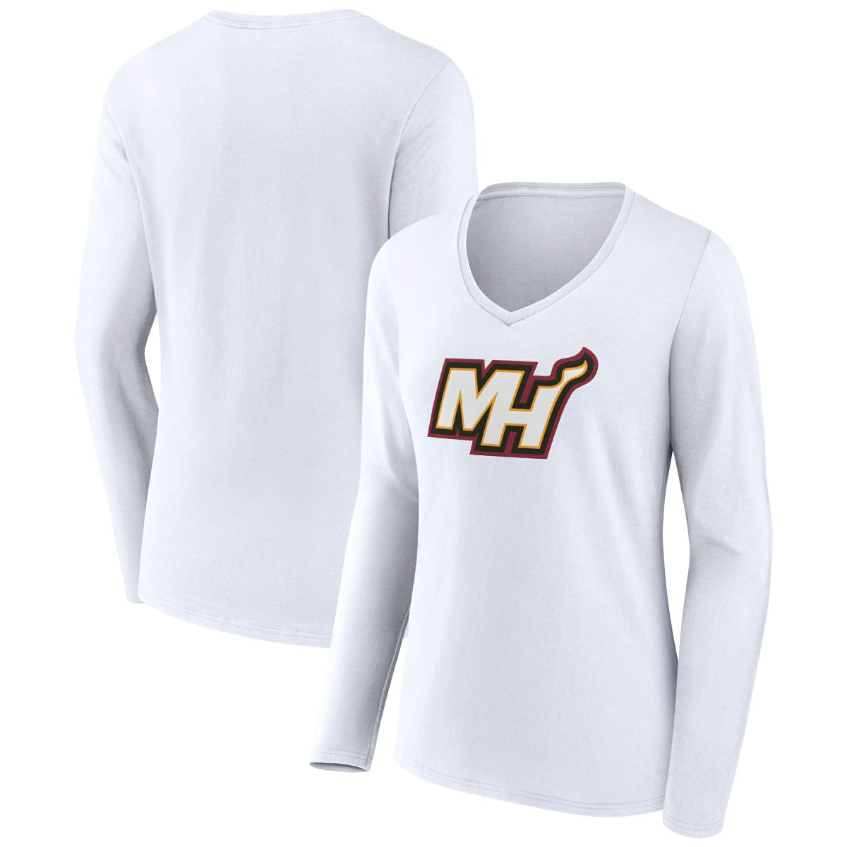Miami Heat Women's Alternate Logo V-Neck Long Sleeve T-Shirt White