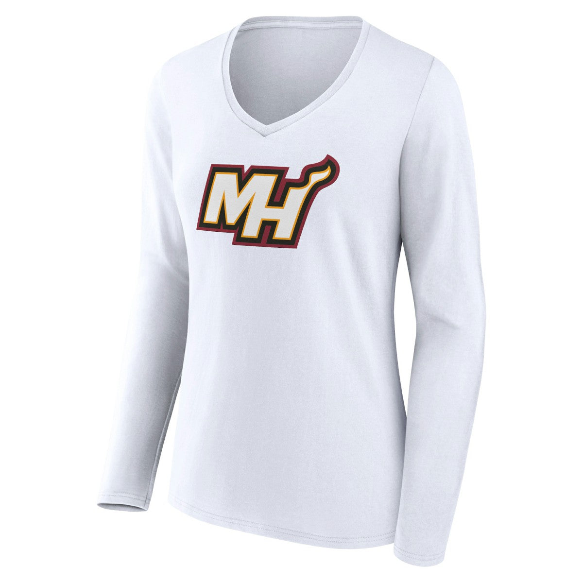 Miami Heat Women's Alternate Logo V-Neck Long Sleeve T-Shirt White