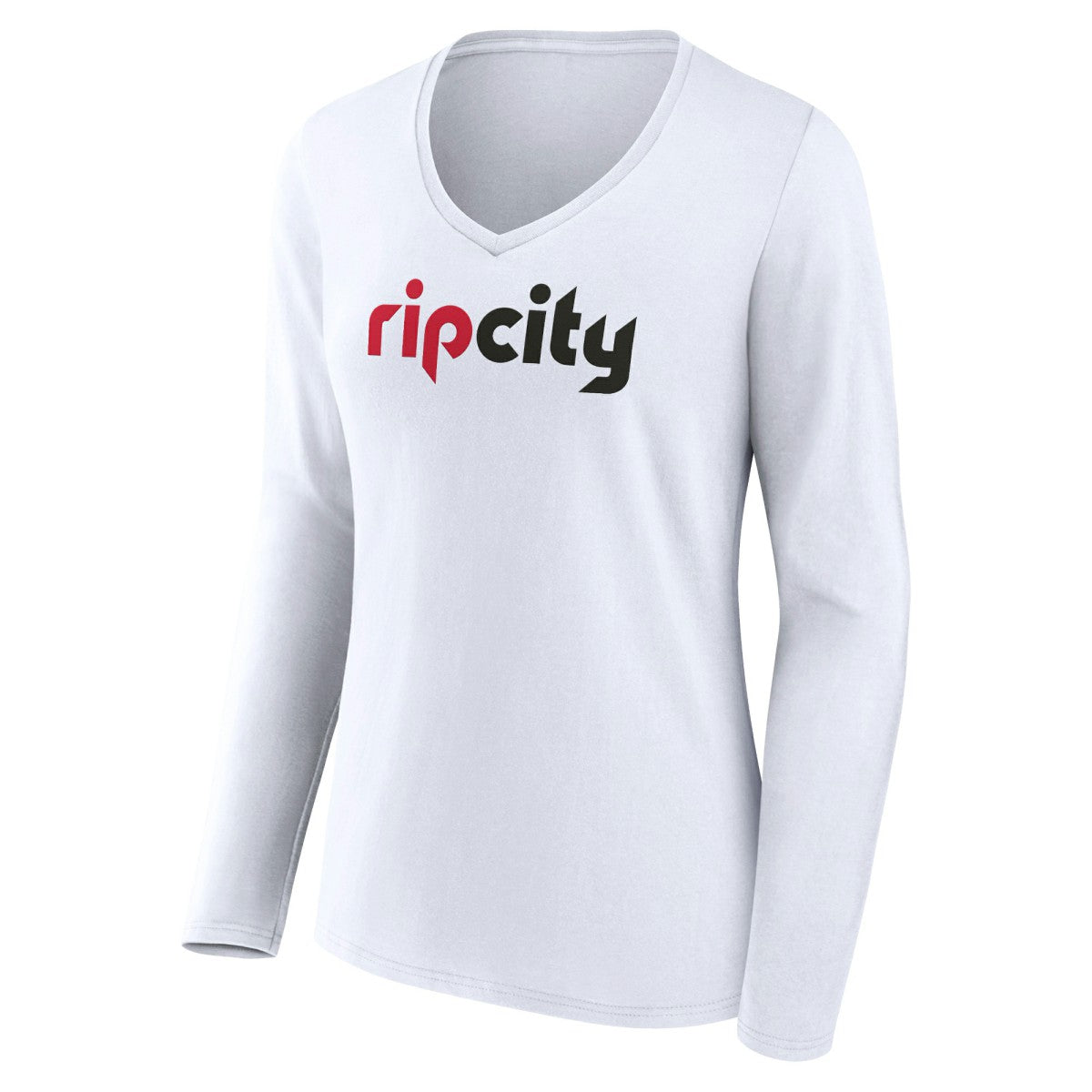 Portland Trail Blazers Women's Alternate Logo V-Neck Long Sleeve T-Shirt White