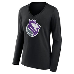 Sacramento Kings Women's Alternate Logo V-Neck Long Sleeve T-Shirt Black