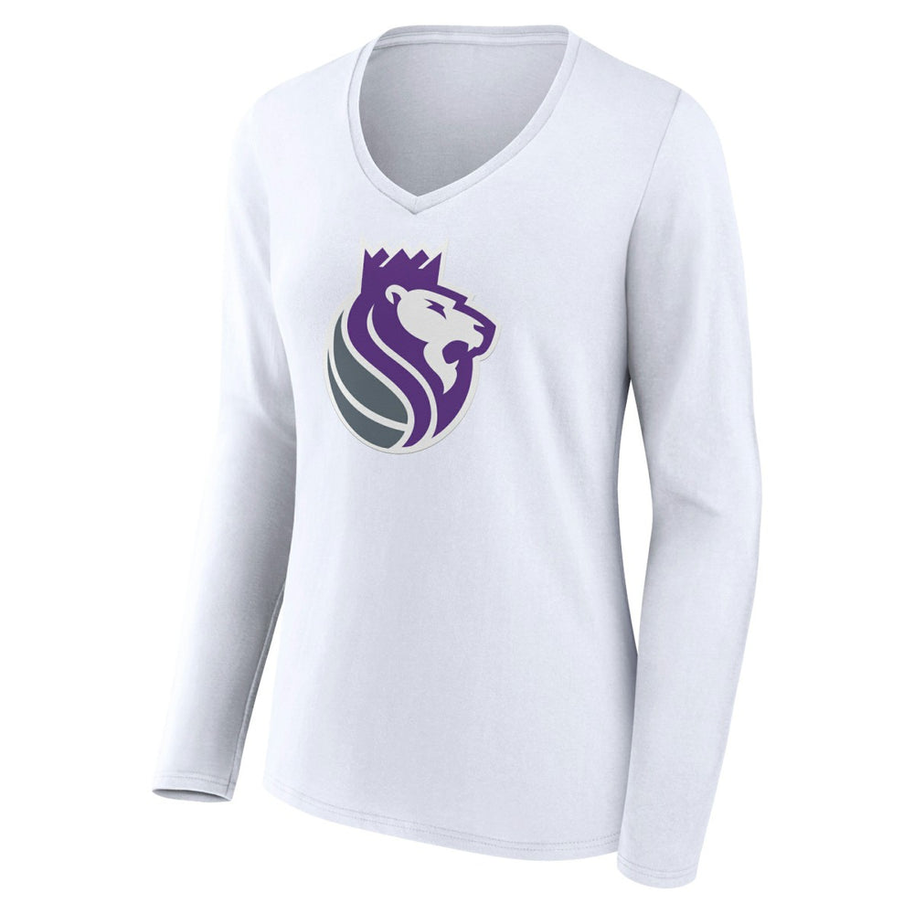 Sacramento Kings Women's Alternate Logo V-Neck Long Sleeve T-Shirt White