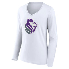 Sacramento Kings Women's Alternate Logo V-Neck Long Sleeve T-Shirt White