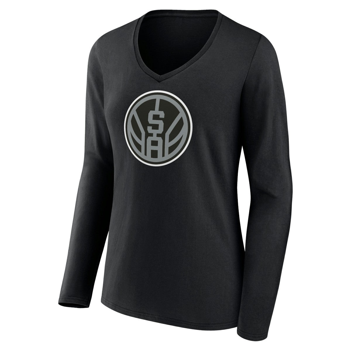 San Antonio Spurs Women's Alternate Logo V-Neck Long Sleeve T-Shirt Black