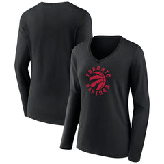 Toronto Raptors Women's Alternate Logo V-Neck Long Sleeve T-Shirt Black