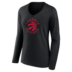 Toronto Raptors Women's Alternate Logo V-Neck Long Sleeve T-Shirt Black