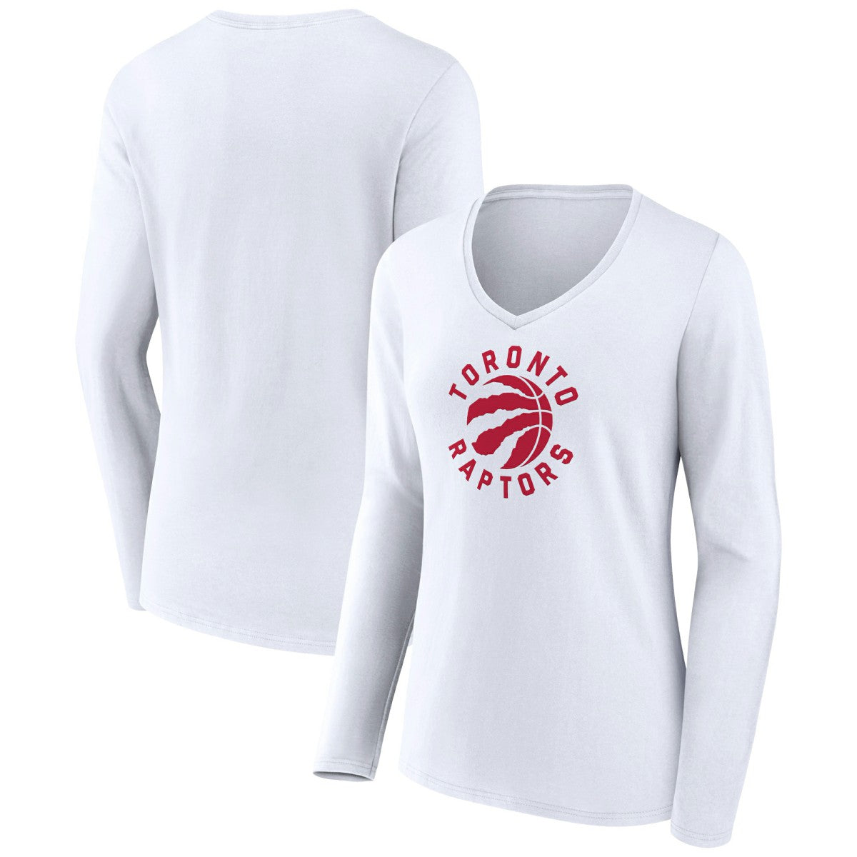 Toronto Raptors Women's Alternate Logo V-Neck Long Sleeve T-Shirt White