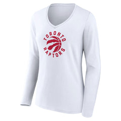 Toronto Raptors Women's Alternate Logo V-Neck Long Sleeve T-Shirt White