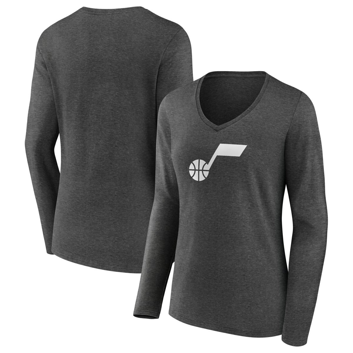 Utah Jazz Women's Alternate Logo V-Neck Long Sleeve T-Shirt Charcoal