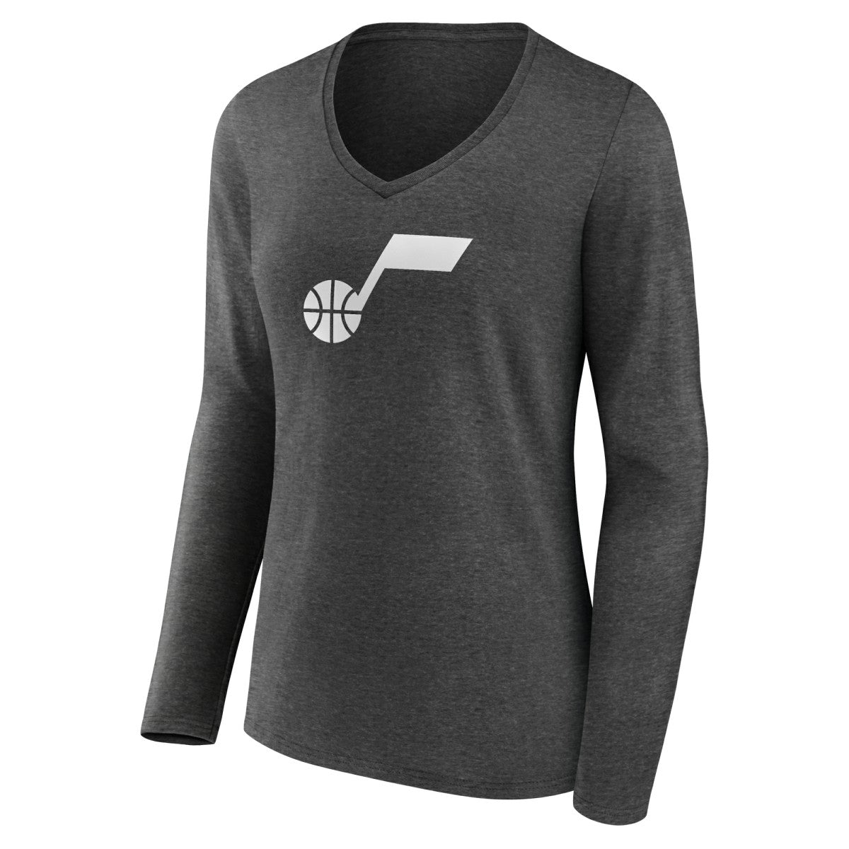 Utah Jazz Women's Alternate Logo V-Neck Long Sleeve T-Shirt Charcoal