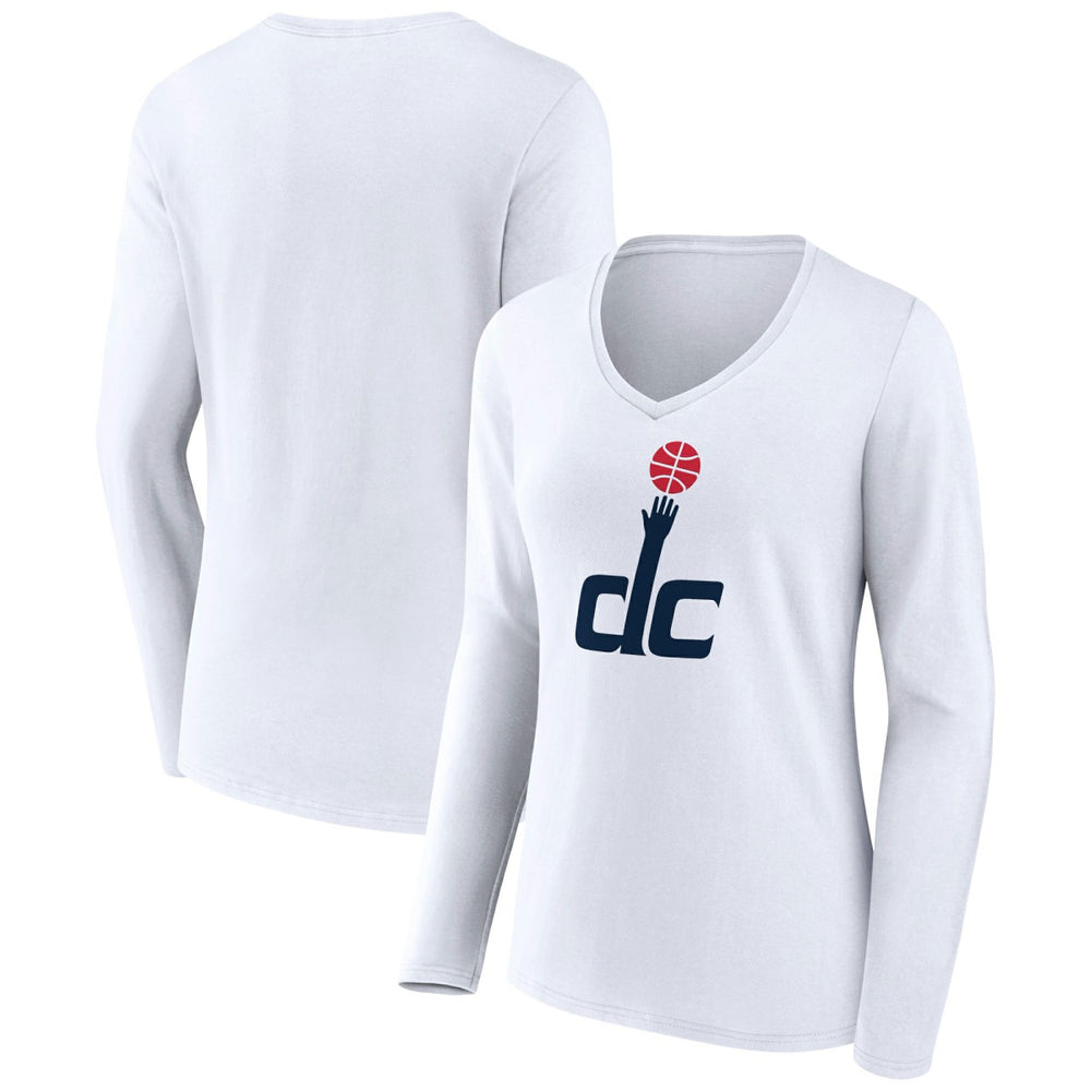 Washington Wizards Women's Alternate Logo V-Neck Long Sleeve T-Shirt White