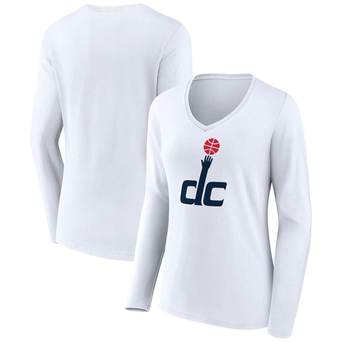 Washington Wizards Women's Alternate Logo V-Neck Long Sleeve T-Shirt White