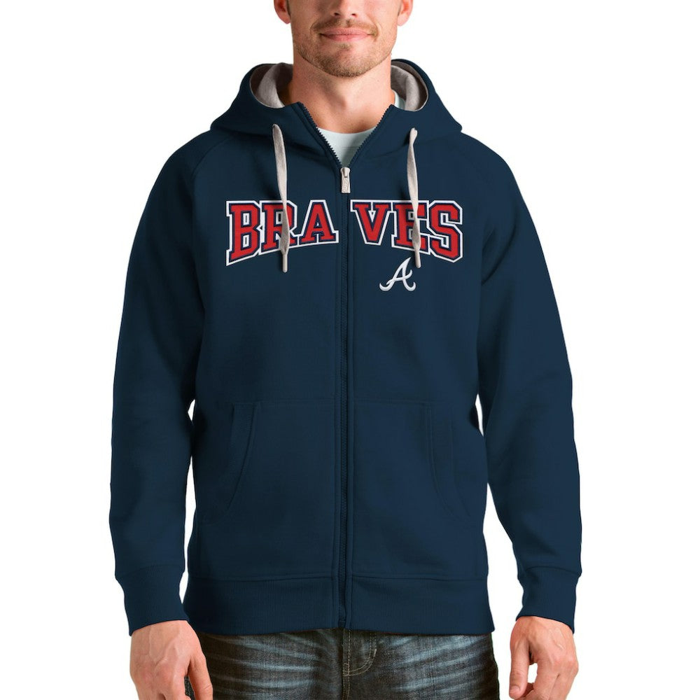 Atlanta Braves Antigua Team Logo Victory Full-Zip Hoodie Discount