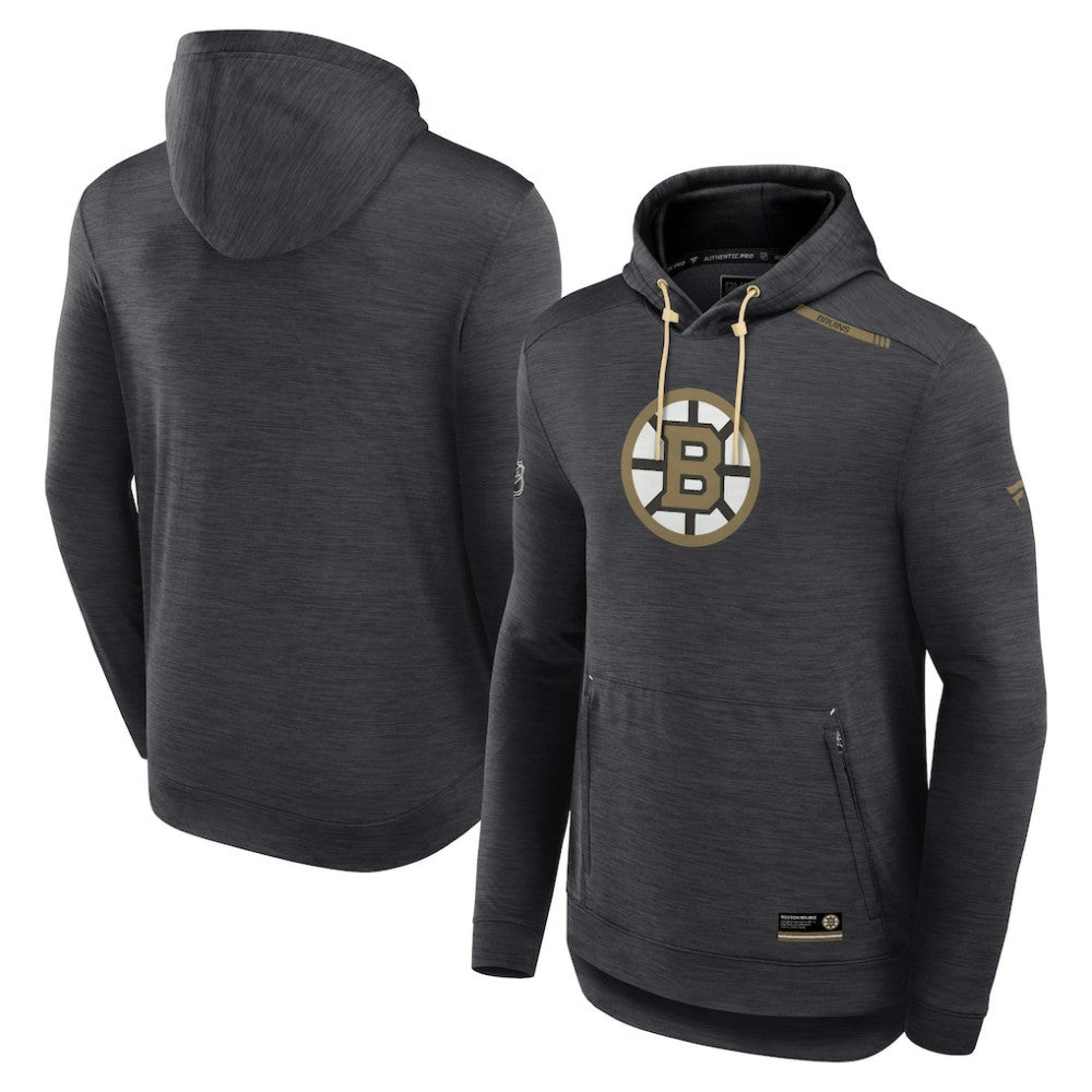 Boston Bruins Fanatics Authentic Pro Tech Pullover Hoodie - Heather Charcoal | Fanatics on sale