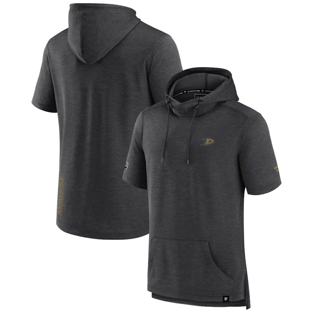 Anaheim Ducks Fanatics Authentic Pro Short Sleeve Pullover Hoodie - Heather Charcoal | Fanatics on sale