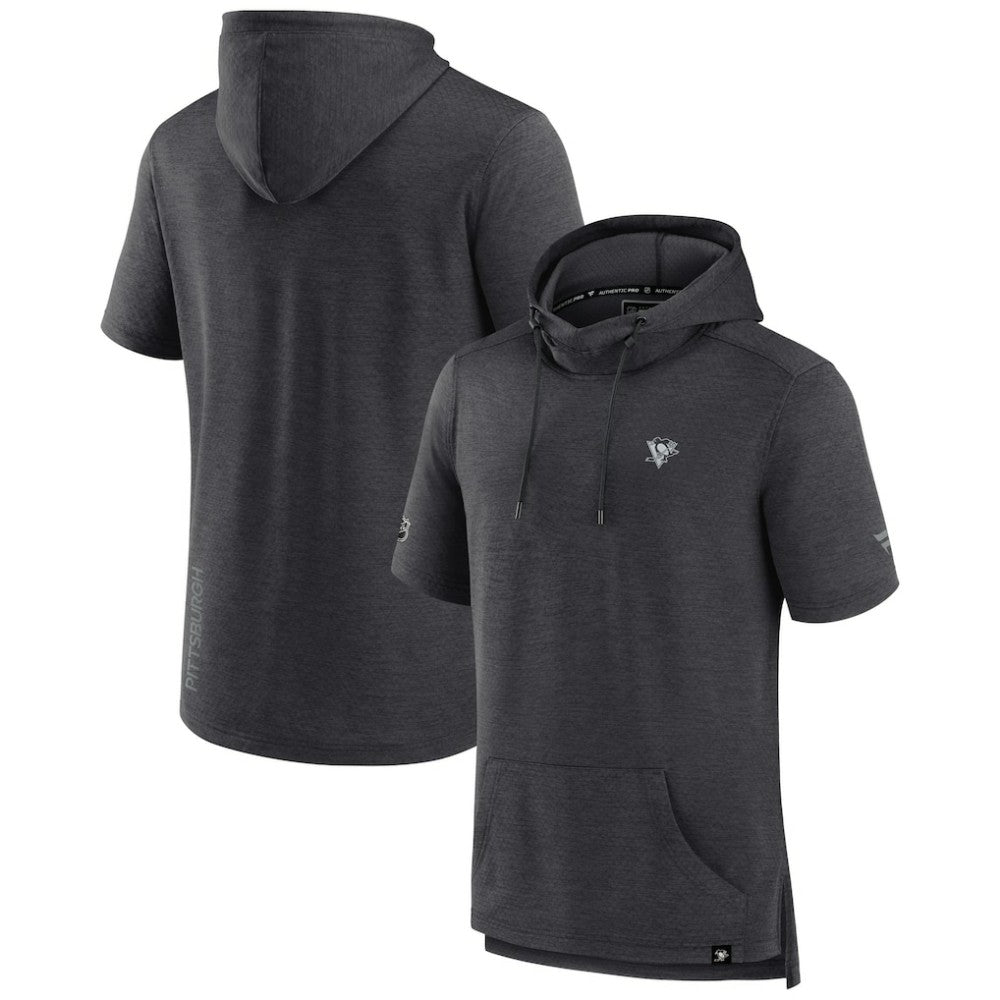 Pittsburgh Penguins Fanatics Authentic Pro Short Sleeve Pullover Hoodie - Heather Charcoal | Fanatics Lifestyle