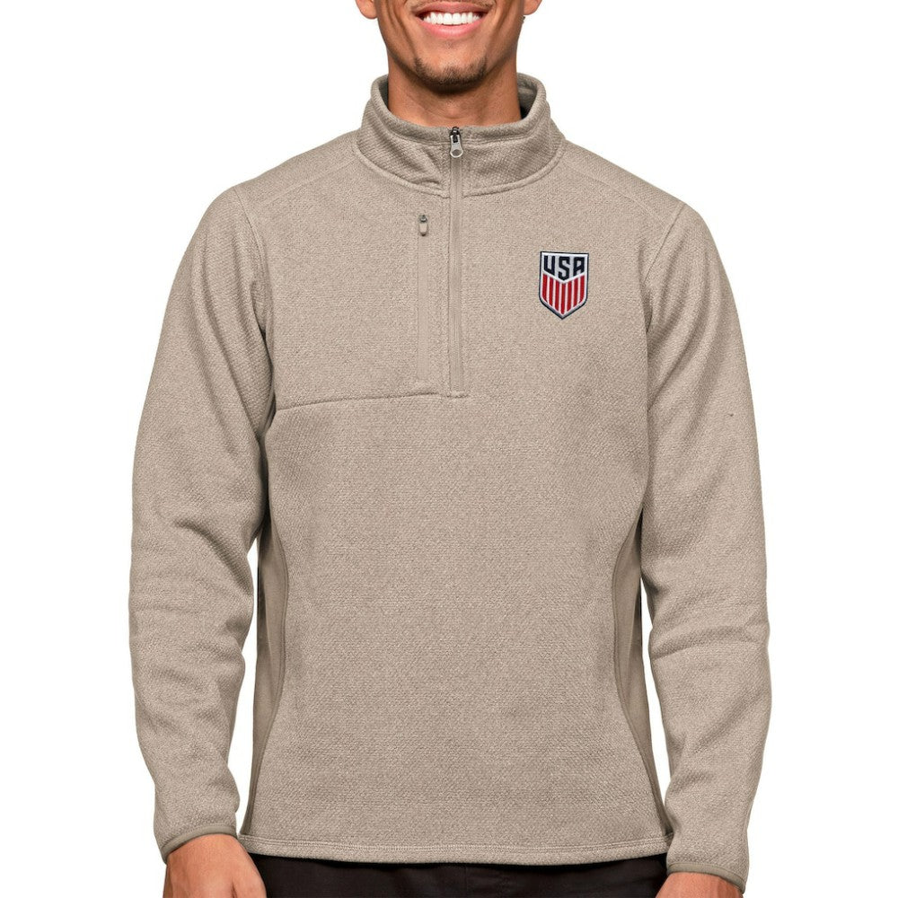 USMNT Antigua Course Quarter-Zip Pullover Top Oatmeal