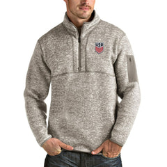 USMNT Antigua Fortune Quarter-Zip Pullover Jacket Oatmeal
