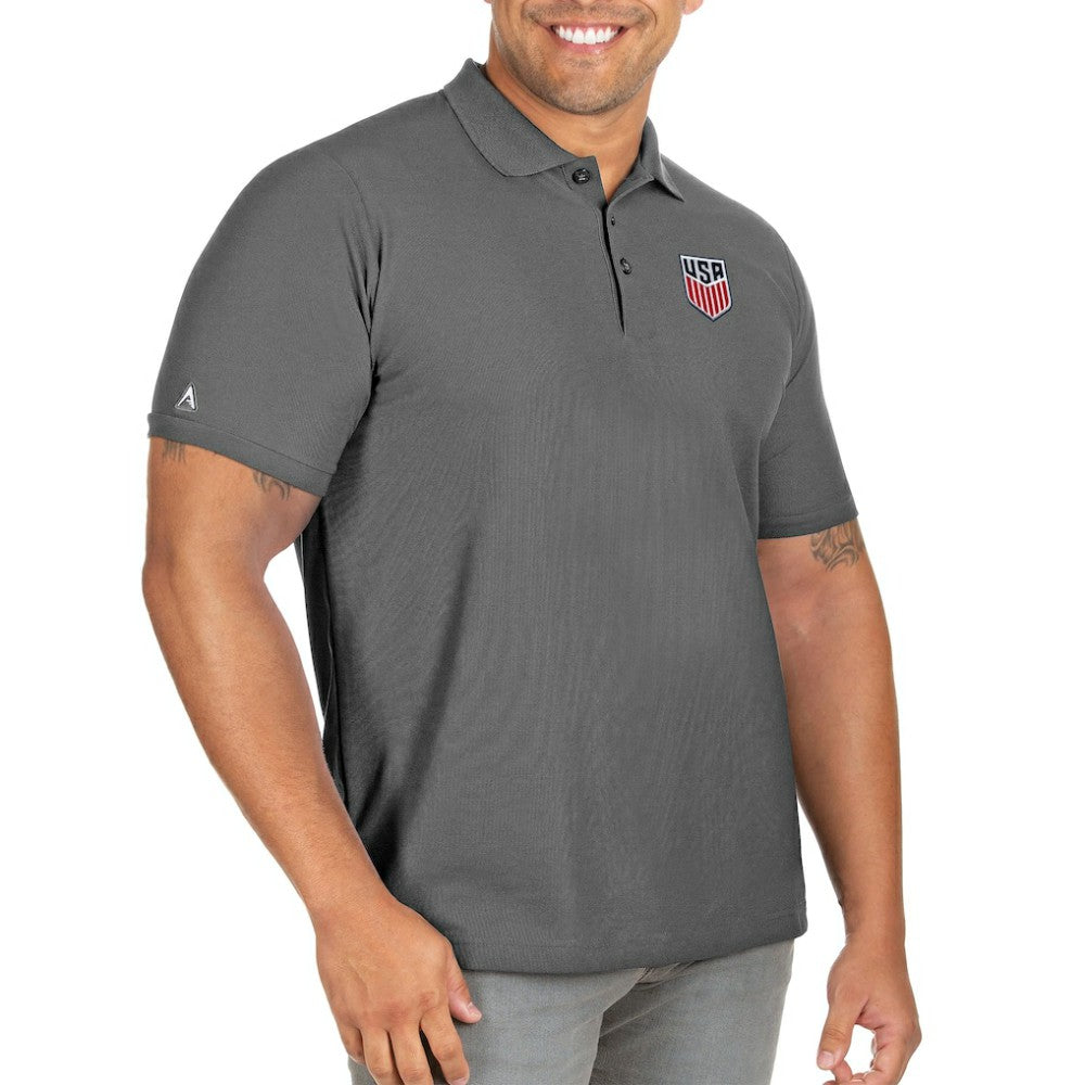 USMNT Antigua Legacy Pique Big & Tall Polo Charcoal
