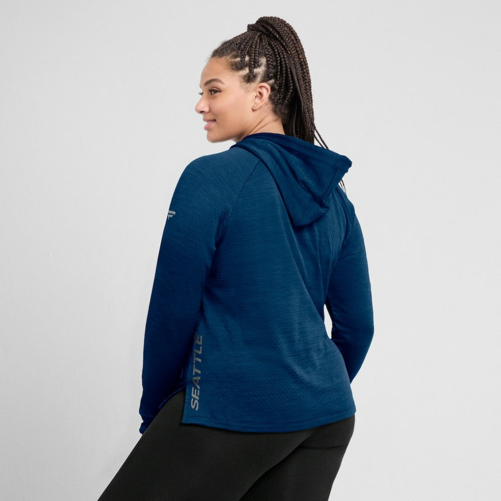 Seattle Kraken Fanatics Women's Authentic Pro Pullover Hoodie - Heather Deep Sea Blue | Fanatics on sale