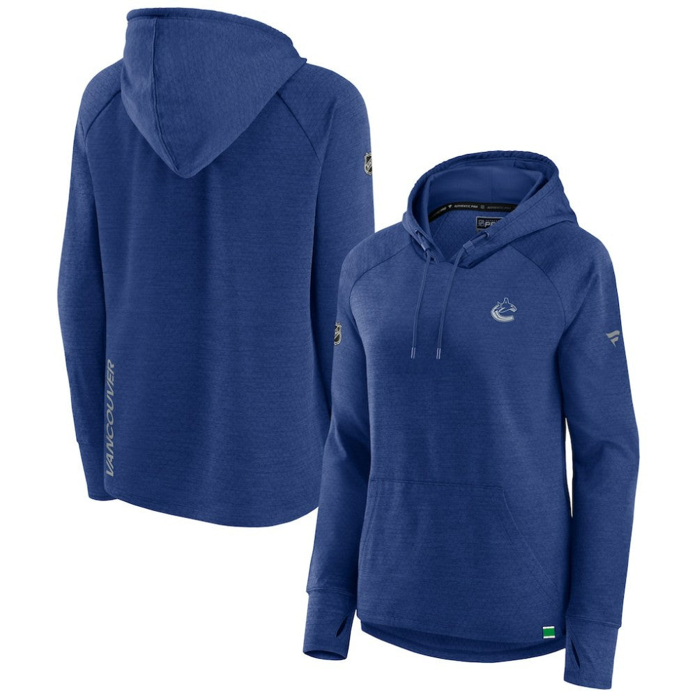 Vancouver Canucks Fanatics Women's Authentic Pro Pullover Hoodie - Heather Blue | Fanatics discount