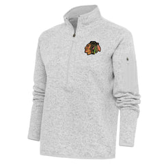 Chicago Blackhawks Antigua Women's Team Logo Fortune Quarter-Zip Jacket - Heather Gray | NHL online