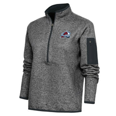 Colorado Avalanche Antigua Women's Team Logo Fortune Quarter-Zip Jacket - Heather Charcoal | NHL Clearance