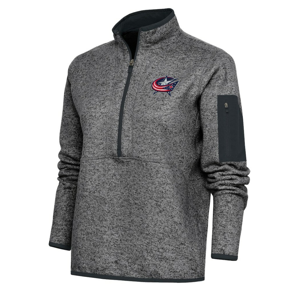 Columbus Blue Jackets Antigua Women's Team Logo Fortune Quarter-Zip Jacket - Heather Charcoal | NHL sale